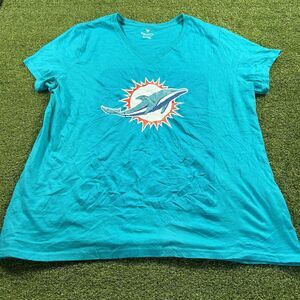 Miami Dolphins Womens V Neck Shirt XL Blue Fanatics NFL NWOt